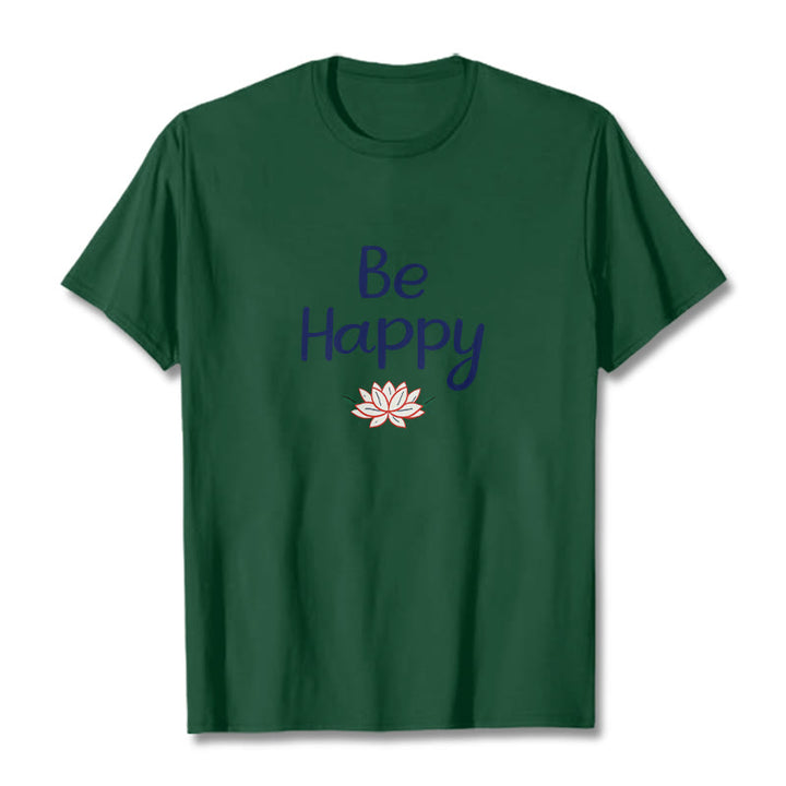 Buddha Stones Be Happy Lotus Tee T-shirt - ForestGreen - 2XL - image 9