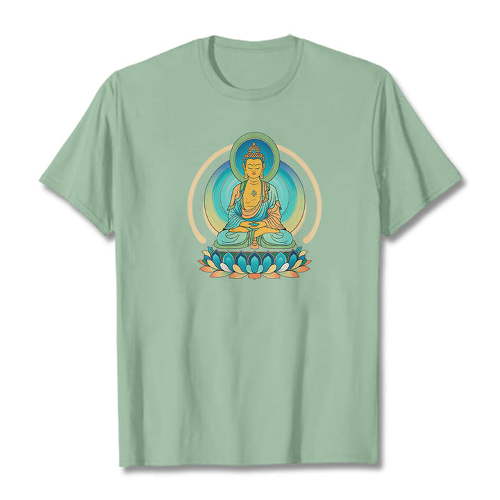 Buddha Stones Lotus Buddha Tee T-shirt - PaleGreen - 2XL - image 13