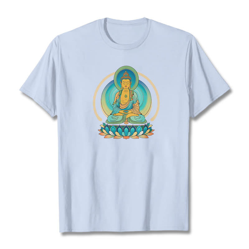 Buddha Stones Lotus Buddha Tee T-shirt - LightCyan - 2XL - image 17