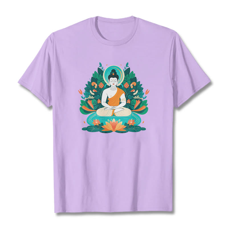 Buddha Stones Flower Grass Lotus Bodhisattva Tee T-shirt - Plum - 2XL - image 15