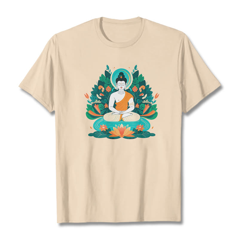 Buddha Stones Flower Grass Lotus Bodhisattva Tee T-shirt - Bisque - 2XL - image 9