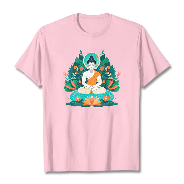 Buddha Stones Flower Grass Lotus Bodhisattva Tee T-shirt - LightPink - 2XL - image 11