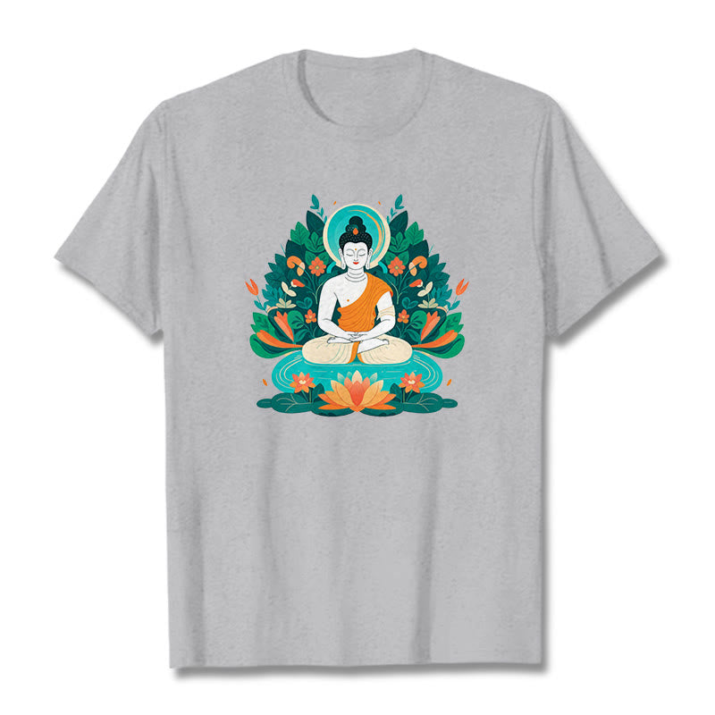 Buddha Stones Flower Grass Lotus Bodhisattva Tee T-shirt - LightGrey - 2XL - image 18