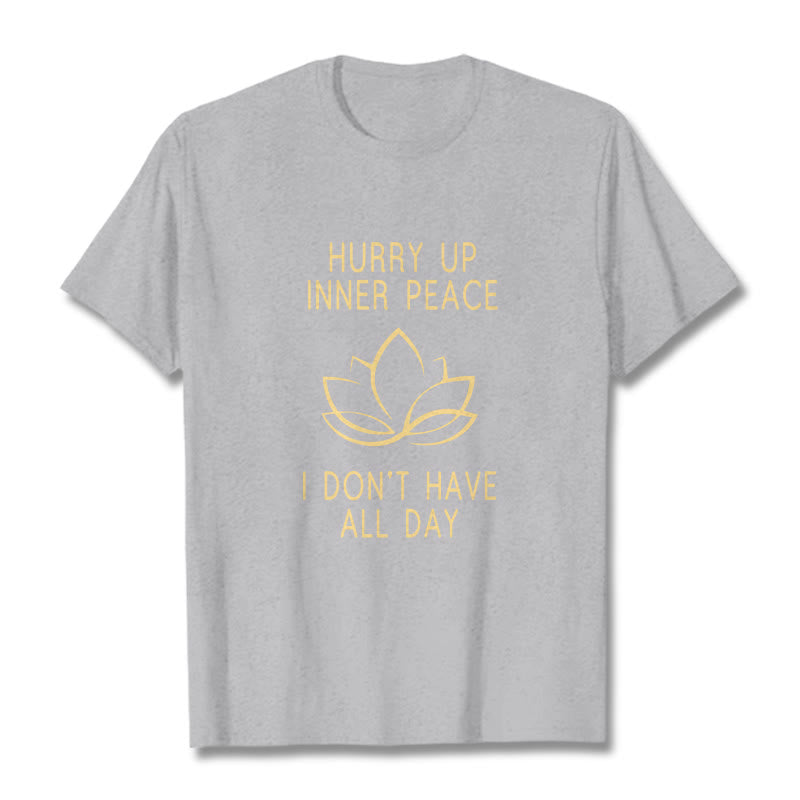 Buddha Stones HURRY UP INNER PEACE Tee T-shirt - LightGrey - Lotus - XXL - image 0
