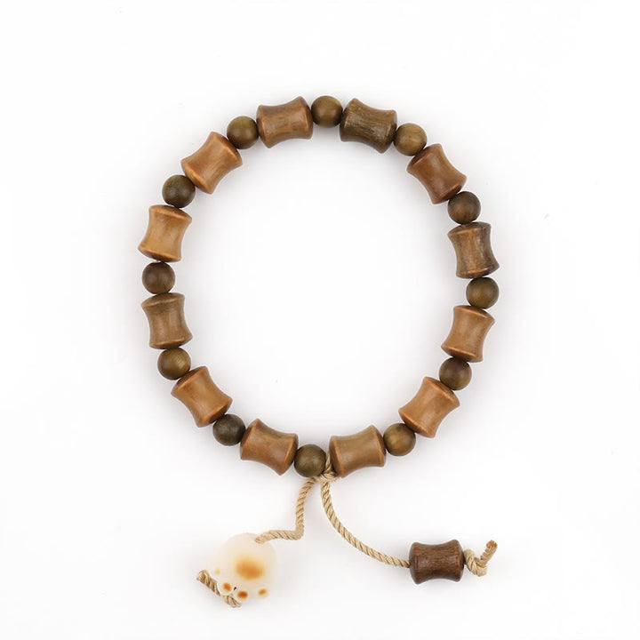 Buddha Stones Green Sandalwood Bodhi Seed Cat Claw Bamboo Peace Bracelet - image 5