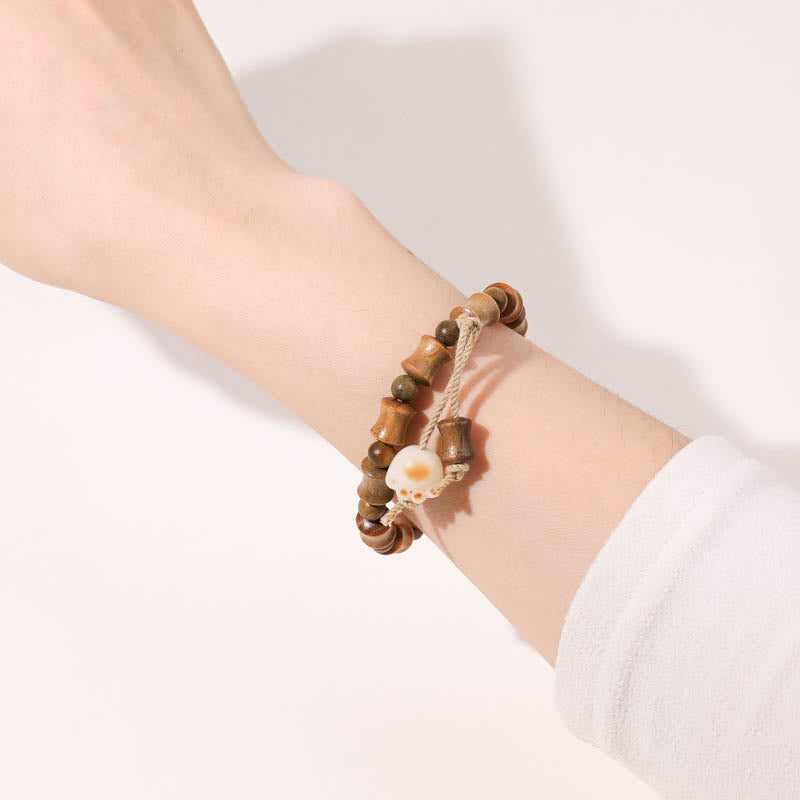 Buddha Stones Green Sandalwood Bodhi Seed Cat Claw Bamboo Peace Bracelet - image 3