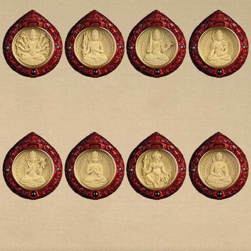 Buddha Stones Chinese Zodiac Natal Buddha Small Leaf Red Sandalwood Ebony Longevity Necklace Pendant - image 23