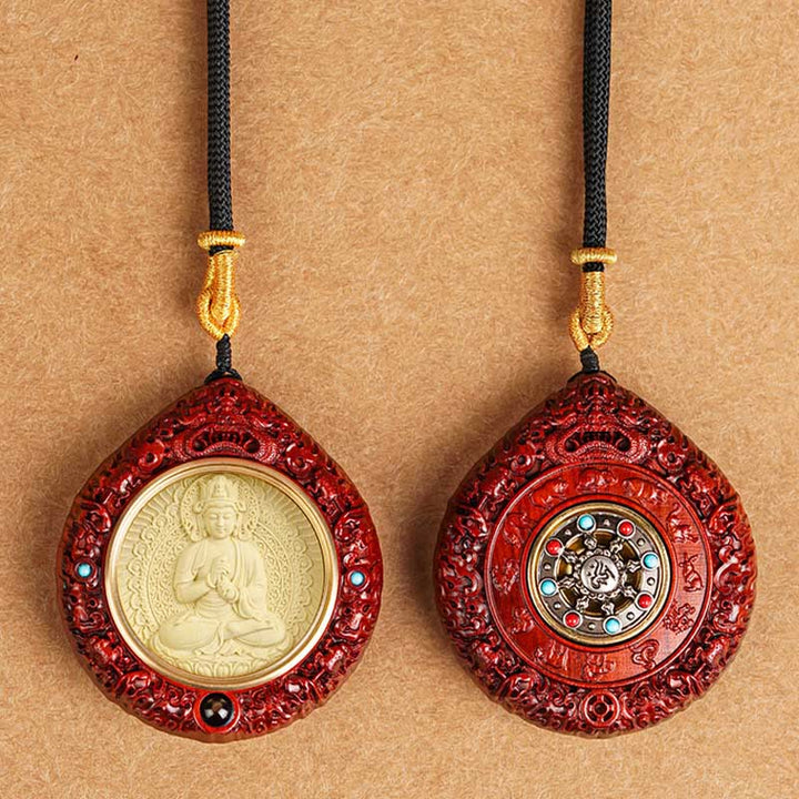 Buddha Stones Chinese Zodiac Natal Buddha Small Leaf Red Sandalwood Ebony Longevity Necklace Pendant - image 24