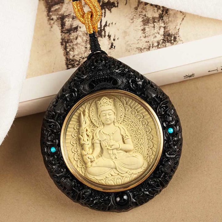 Buddha Stones Chinese Zodiac Natal Buddha Small Leaf Red Sandalwood Ebony Longevity Necklace Pendant - image 20