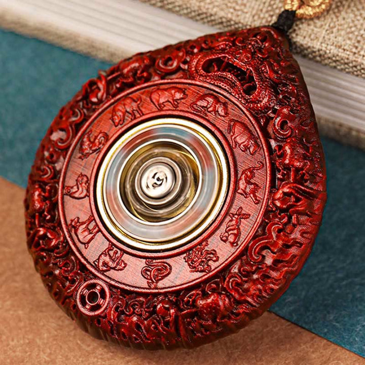 Buddha Stones Chinese Zodiac Natal Buddha Small Leaf Red Sandalwood Ebony Longevity Necklace Pendant - image 22