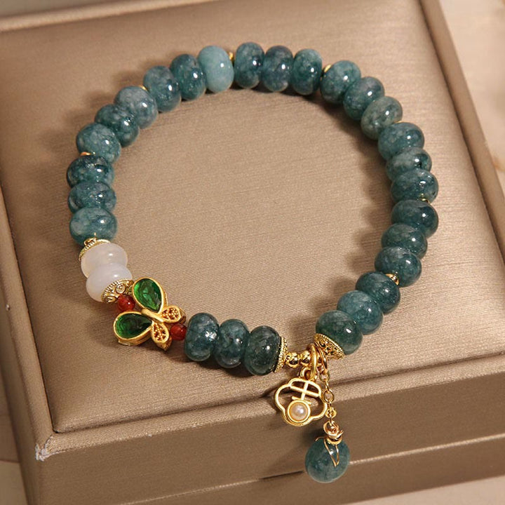 Buddha Stones Jade White Agate Butterfly Abacus Beads Abundance Bracelet - image 5