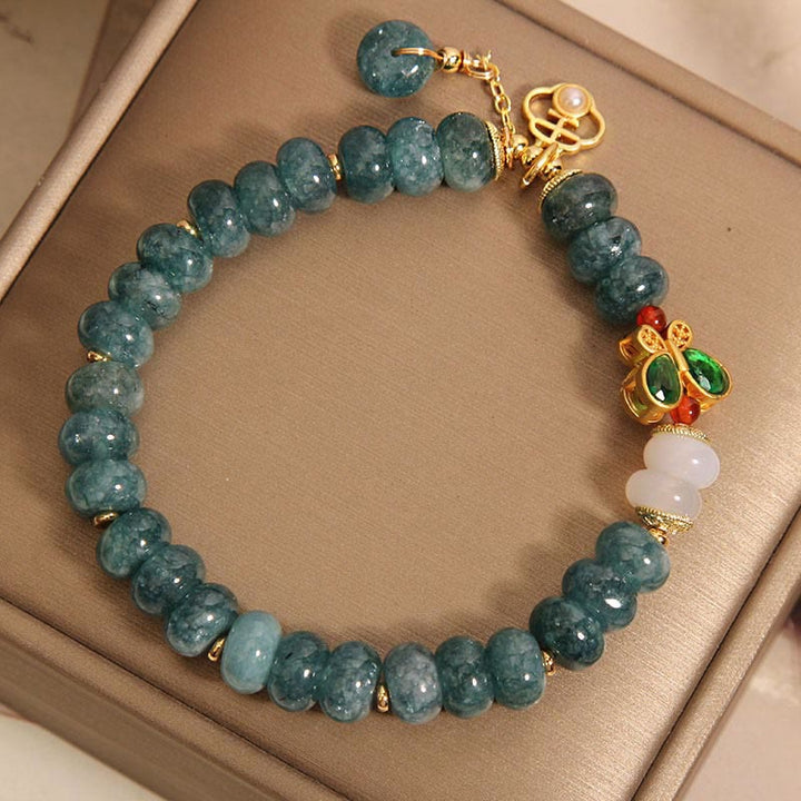 Buddha Stones Jade White Agate Butterfly Abacus Beads Abundance Bracelet - image 6