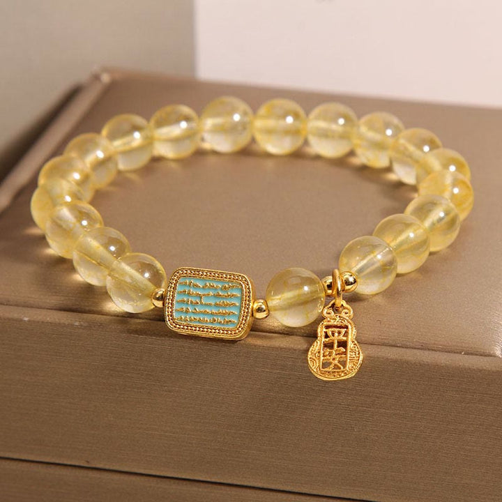 Buddha Stones Natural Citrine Five Scriptures Generosity Bracelet - image 1