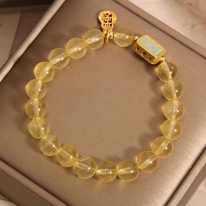 Buddha Stones Natural Citrine Five Scriptures Generosity Bracelet - image 5