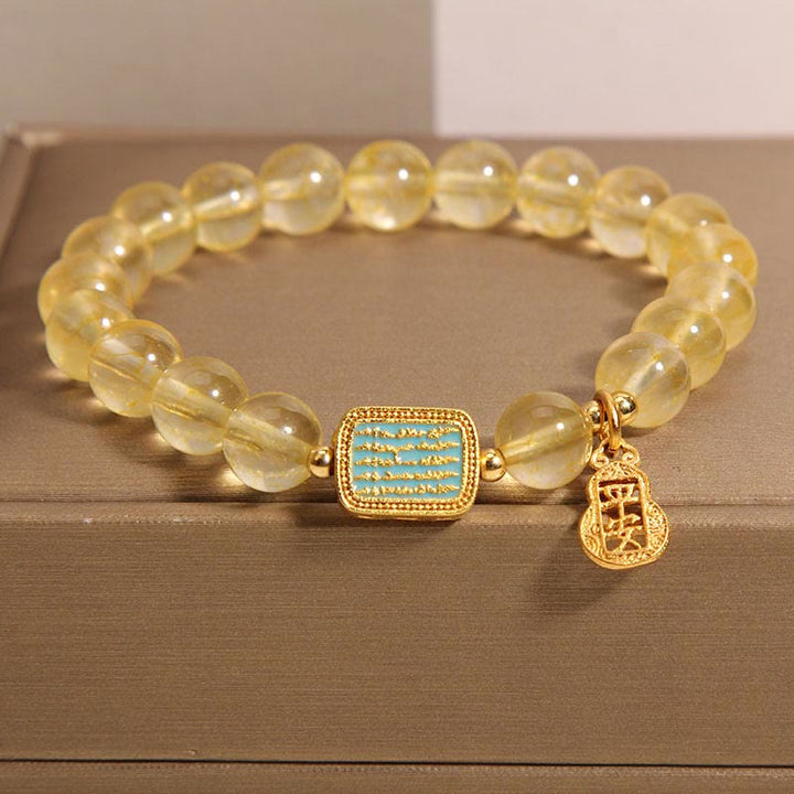 Buddha Stones Natural Citrine Five Scriptures Generosity Bracelet - Citrine(Wrist Circumference: 14-18cm) - image 0