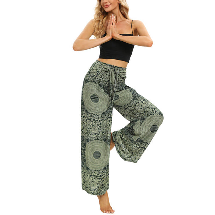Buddha Stones Boho Lace-up Wide Leg Pants Women's Yoga Pants - image 13