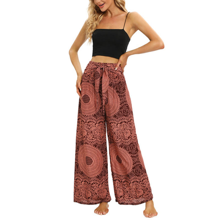 Buddha Stones Boho Lace-up Wide Leg Pants Women's Yoga Pants - image 7