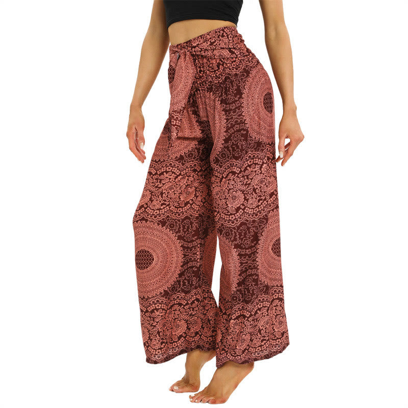 Buddha Stones Boho Lace-up Wide Leg Pants Women's Yoga Pants - image 2