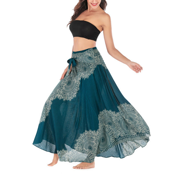Buddha Stones Two Style Wear Boho Mandala Flower Beach Skirt Dress - image 8