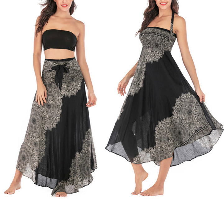 Buddha Stones Two Style Wear Boho Mandala Flower Beach Skirt Dress - image 12