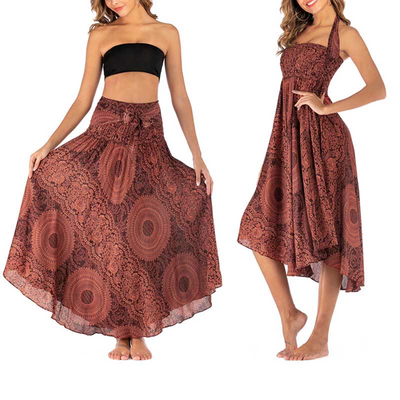 Buddha Stones Two Style Wear Boho Compass Rose Flower Skirt Dress - image 32