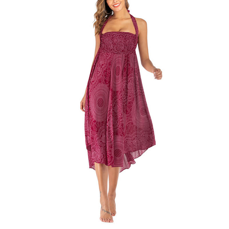 Buddha Stones Two Style Wear Boho Compass Rose Flower Skirt Dress - image 27