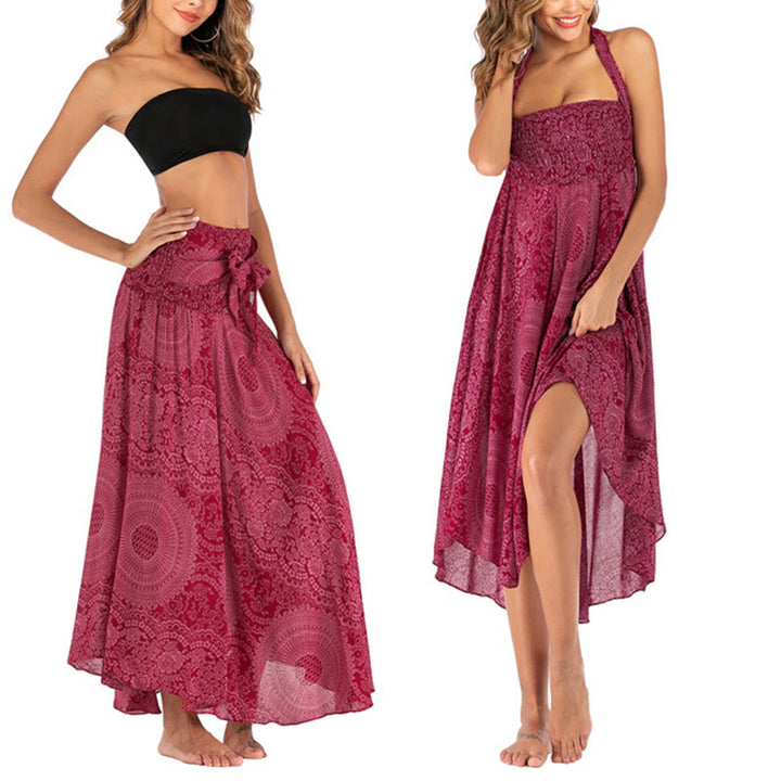 Buddha Stones Two Style Wear Boho Compass Rose Flower Skirt Dress - image 21