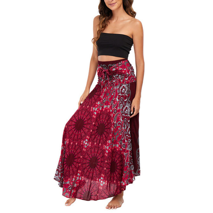 Buddha Stones Two Style Wear Bohemian Mandala Flower Water Drop Lace-up Skirt Dress - image 23