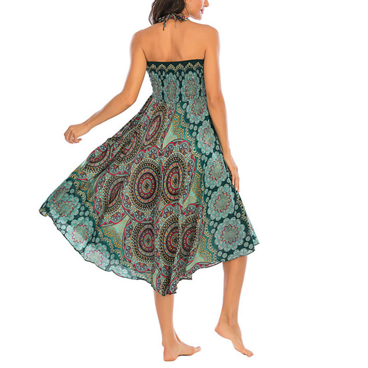 Buddha Stones Two Style Wear Bohemian Mandala Flower Lace-up Skirt Dress - image 8