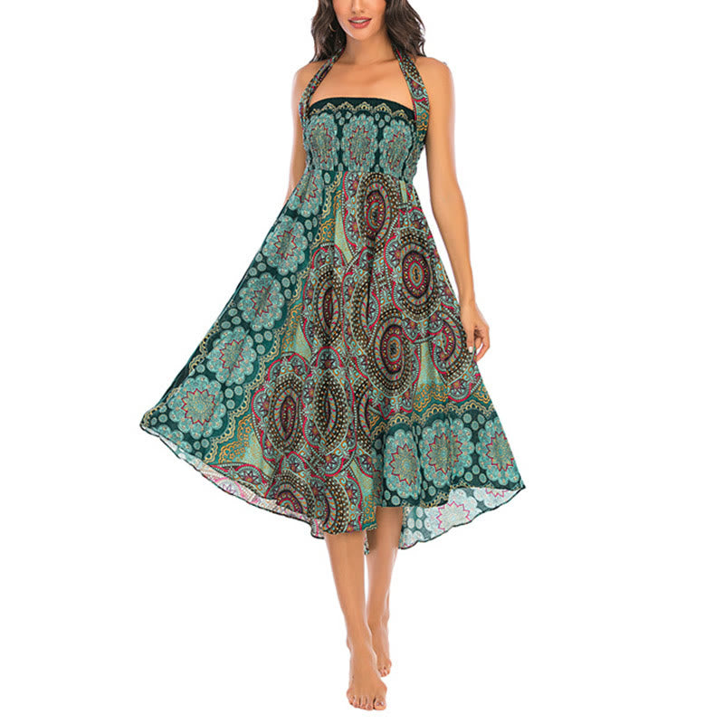 Buddha Stones Two Style Wear Bohemian Mandala Flower Lace-up Skirt Dress - image 9