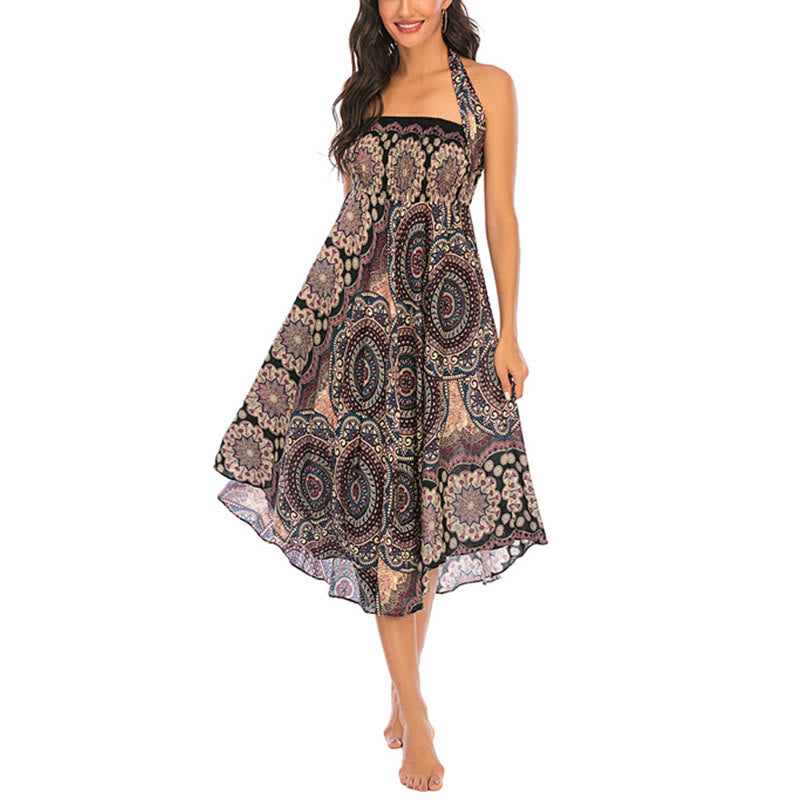 Buddha Stones Two Style Wear Bohemian Mandala Flower Lace-up Skirt Dress - image 16