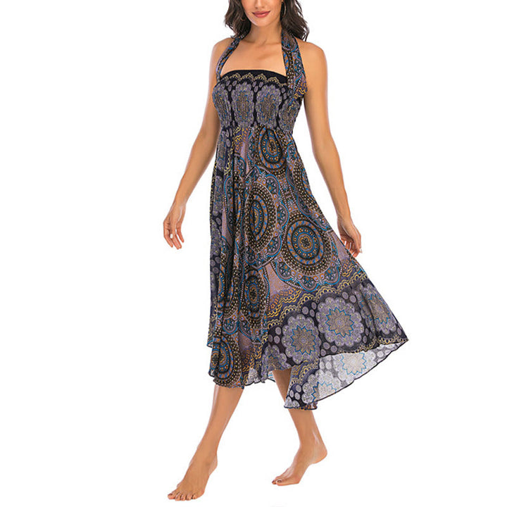 Buddha Stones Two Style Wear Bohemian Mandala Flower Lace-up Skirt Dress - image 30
