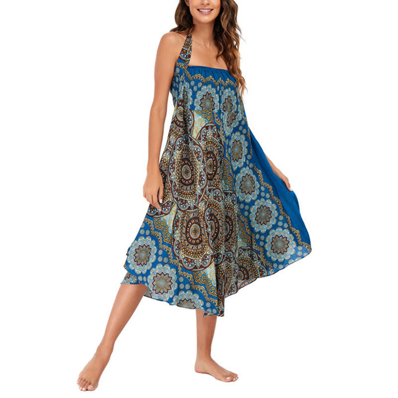 Buddha Stones Two Style Wear Bohemian Mandala Flower Lace-up Skirt Dress - image 39