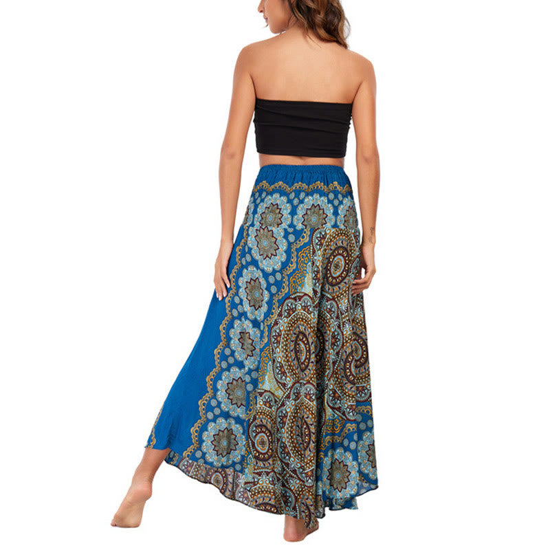 Buddha Stones Two Style Wear Bohemian Mandala Flower Lace-up Skirt Dress - image 42