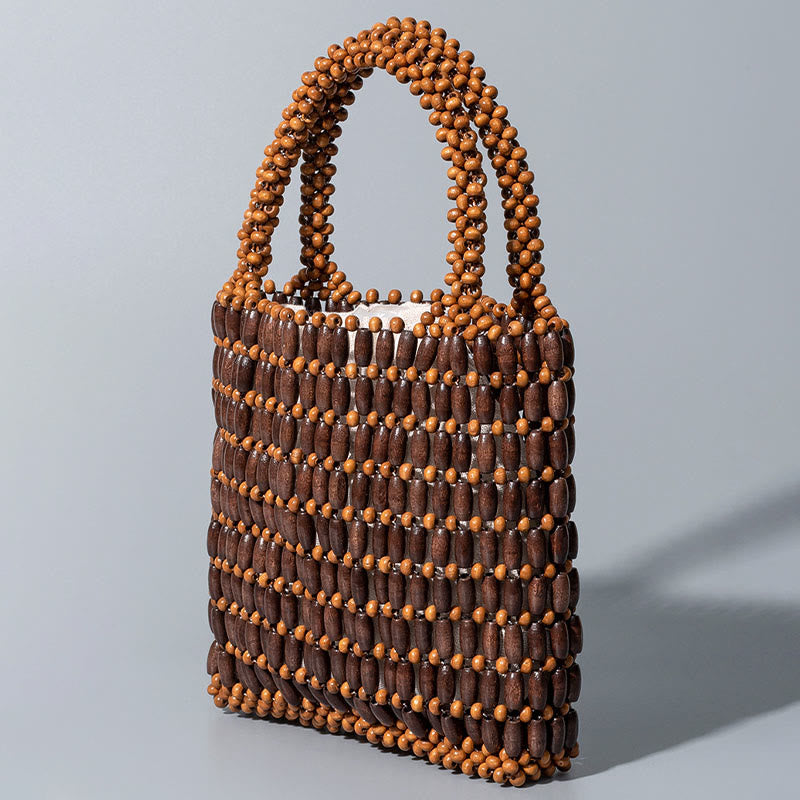 Buddha Stones Hand-woven Wooden Beads Handbag - image 2