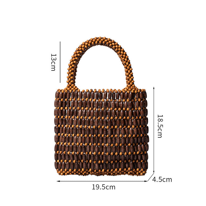Buddha Stones Hand-woven Wooden Beads Handbag - image 6