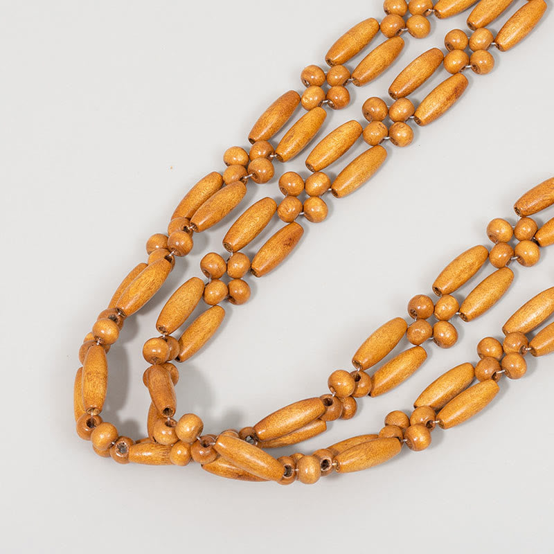 Buddha Stones Hand-woven Wooden Beads Shoulder Bag Handbag - image 7