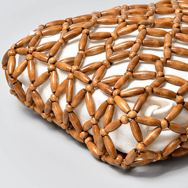 Buddha Stones Hand-woven Wooden Beads Shoulder Bag Handbag - image 5