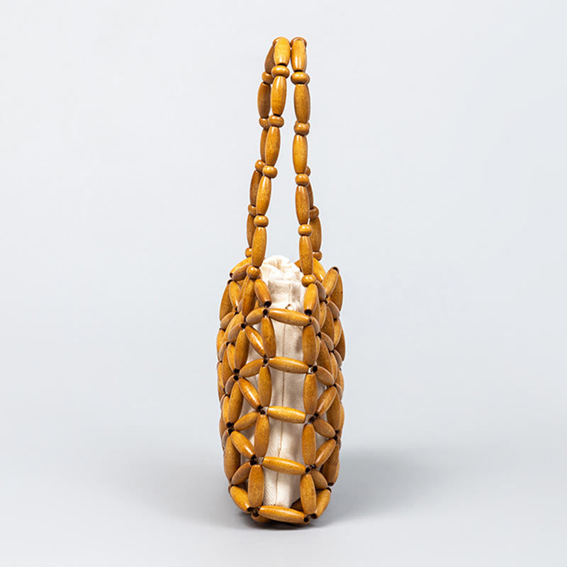Buddha Stones Hand-woven Mini Wooden Beads Handbag - image 1