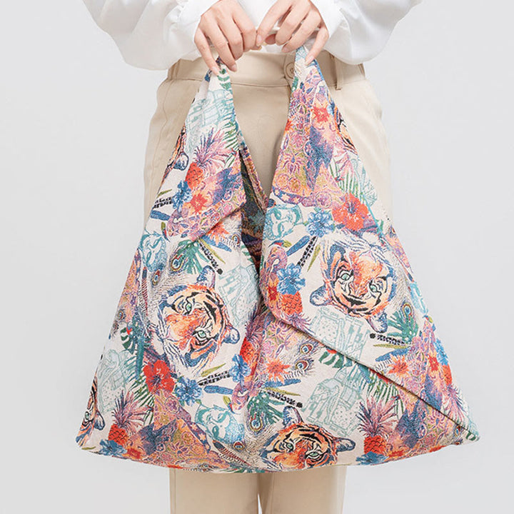 Buddha Stones Geometry Tiger Flowers Leopard Stripes Print Underarm Triangle Shoulder Bag - image 10