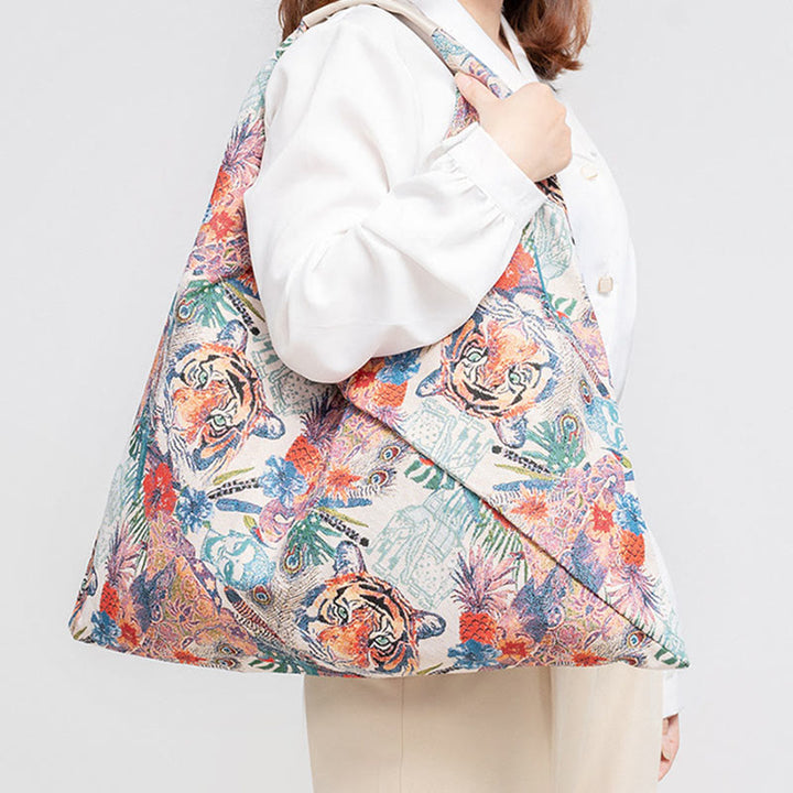 Buddha Stones Geometry Tiger Flowers Leopard Stripes Print Underarm Triangle Shoulder Bag - image 11