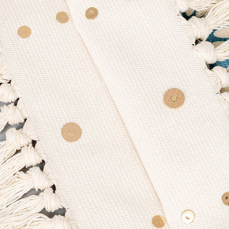 Buddha Stones Large Capacity Boho Geometry Print Tassel Canvas Tote Shoulder Bag - image 6