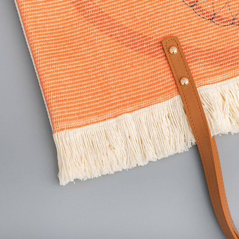 Buddha Stones Large Capacity Dreamcatcher Mandala Tassel Canvas Tote Shoulder Bag - image 3