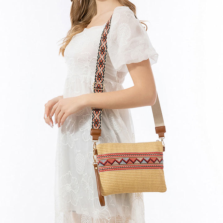 Buddha Stones Boho Colorful Geometry Straw Woven Crossbody Bag Shoulder Bag Handbag - image 13