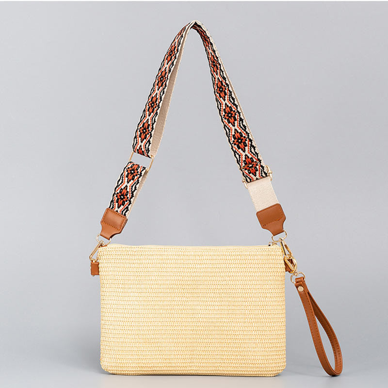 Buddha Stones Boho Colorful Geometry Straw Woven Crossbody Bag Shoulder Bag Handbag - image 10