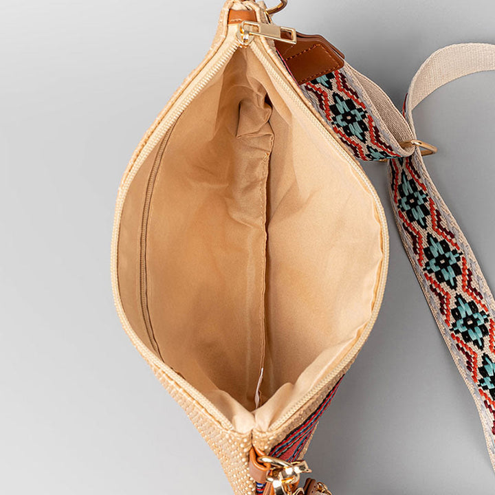 Buddha Stones Boho Colorful Geometry Straw Woven Crossbody Bag Shoulder Bag Handbag - image 1