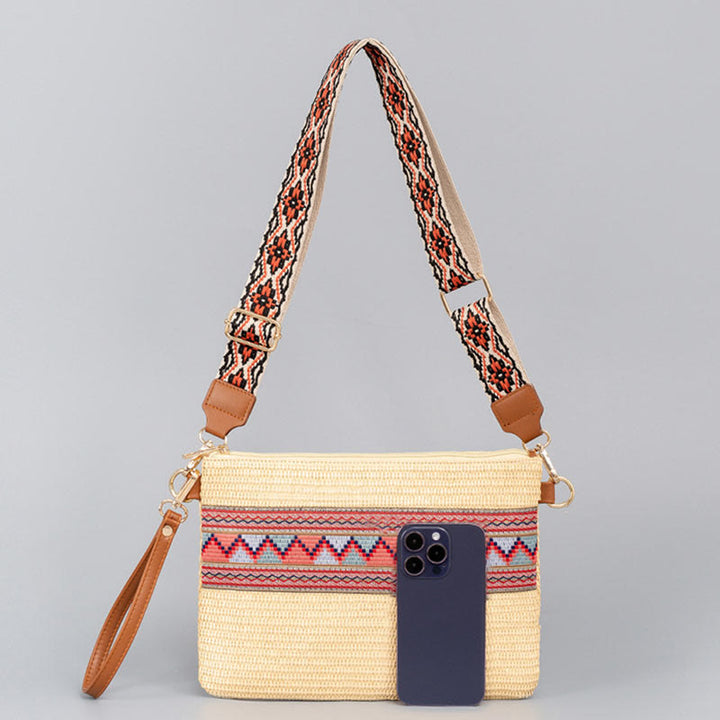 Buddha Stones Boho Colorful Geometry Straw Woven Crossbody Bag Shoulder Bag Handbag - image 9