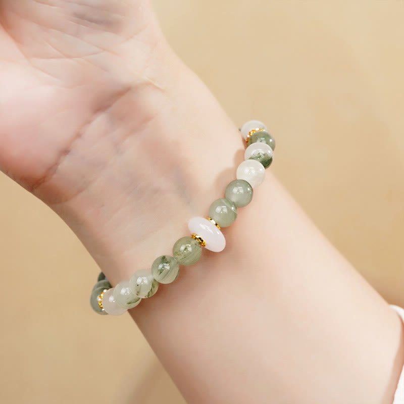 Buddha Stones Natural Tianshan Jade Chalcedony Luck Bracelet - image 1