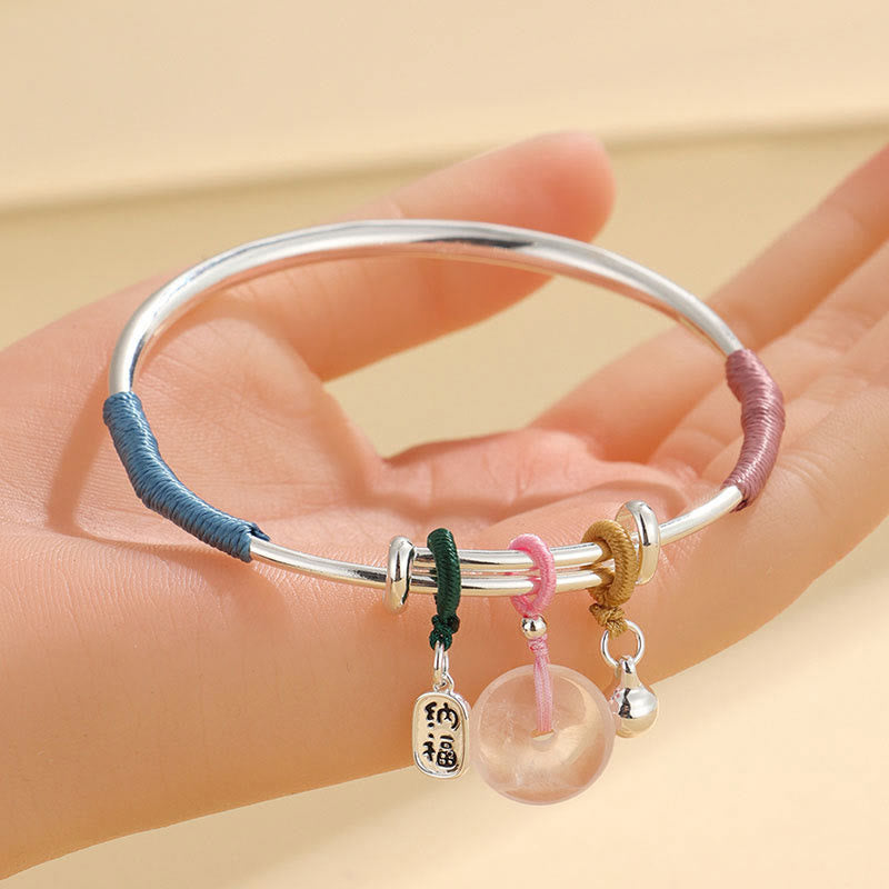 Buddha Stones Pink Crystal Peace Buckle Lucky Flower Love Bracelet Bangle - image 10