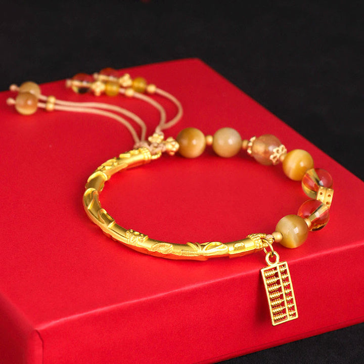 Buddha Stones Natural Tiger Eye Citrine Abacus Charm Protection Bracelet - image 3